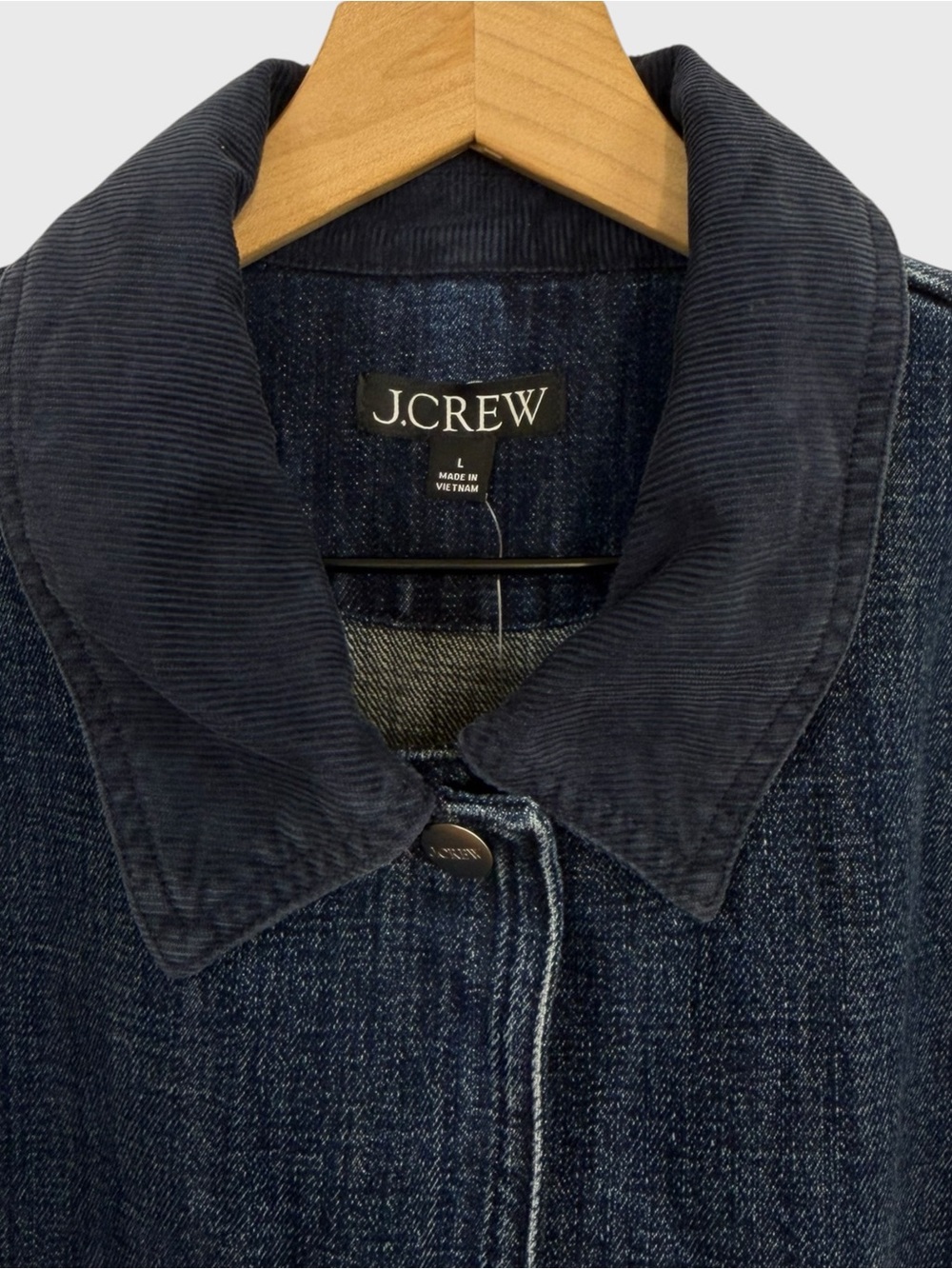 J Crew NWT Dark Blue Denim Barn Jacket with Oversized Pockets Size Large - Picture 5 of 12
